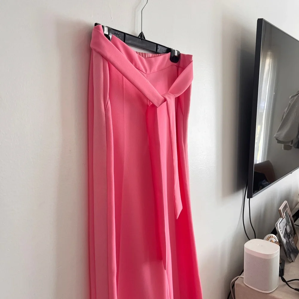 Me + Em Pink Wide Leg Waist Tie Trousers - Picture 6 of 9
